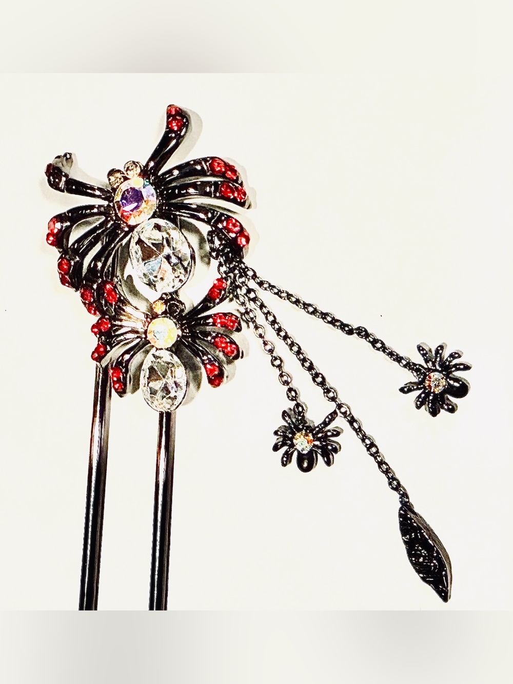 Crystal Spider Dangle Hair Pin Accessories - Halloween Vibes